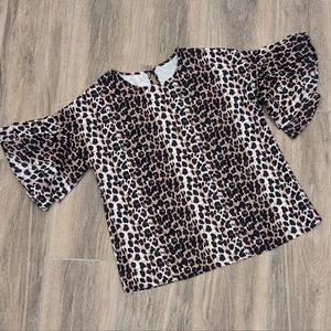 Like new! Leopard Ruffle Sleeve Top